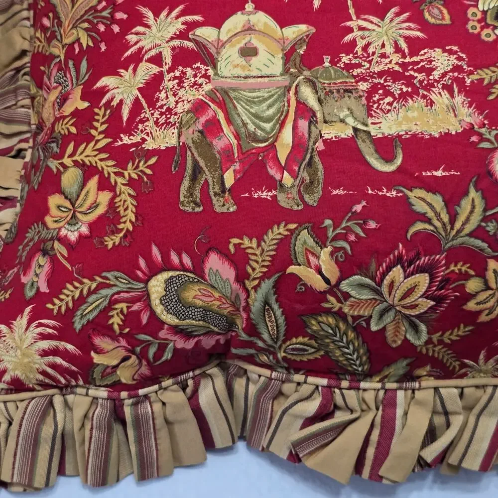 2 pc Custom King Size Tropical Jacobean Jungle Elephants Palm Trees Pillow Shams